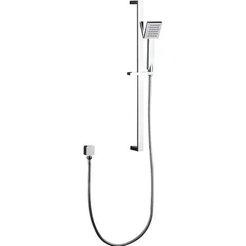 Taran Chrome Shower Rail with Square Handheld Shower Piece