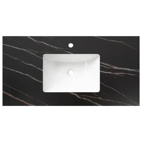 Rock Plate Stone 750x465x15 Empire Black Undermount Basin - 12 O'clock Taphole