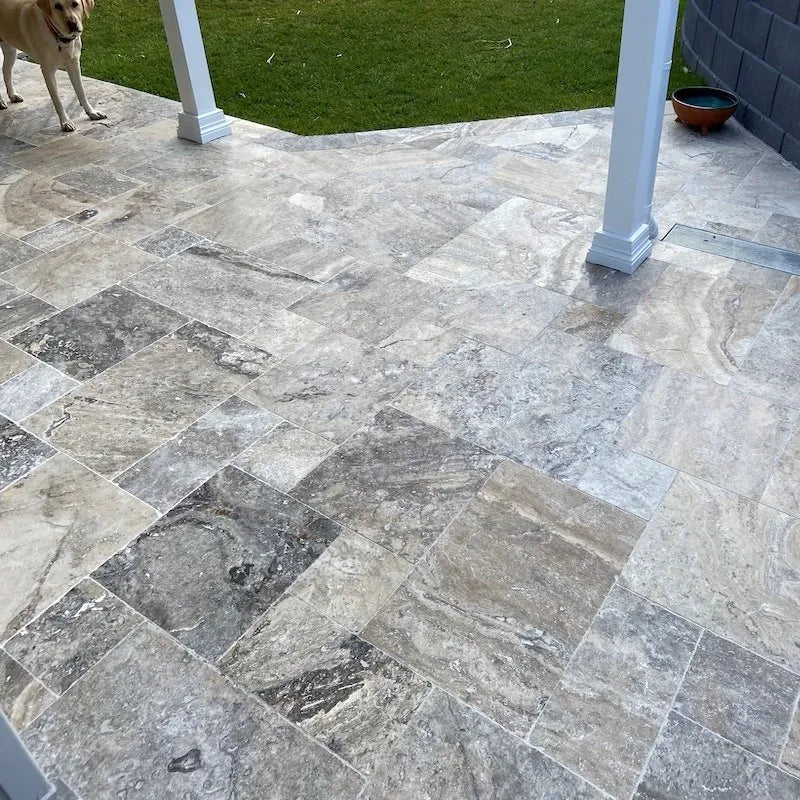 Silver Travertine French Pattern