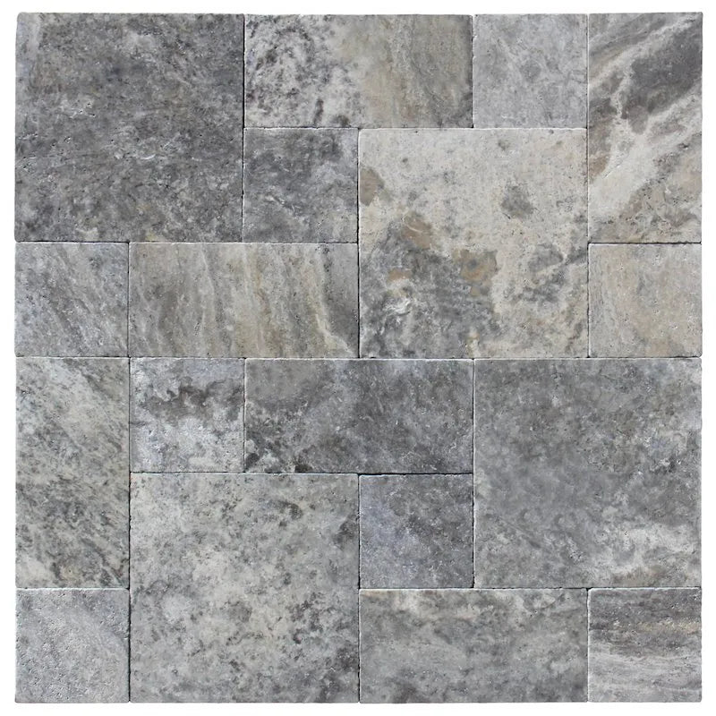 Silver Travertine French Pattern