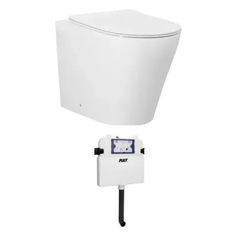 Alzano Wall Face Pan Hurricane Flush Matte White with R&T Cistern, No Push Plate