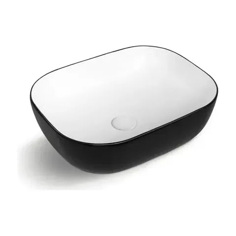 Artis O'96 455x325x135 Matte Black & Gloss White Oval Basin Ultra Slim