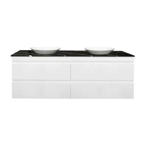 Dover 1200mm Gloss White Wall Hung Vanity Double Bowl