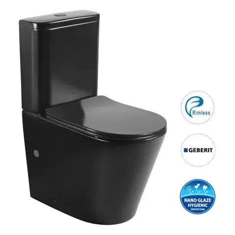 Oasis Rimless Matte Black Toilet Suite