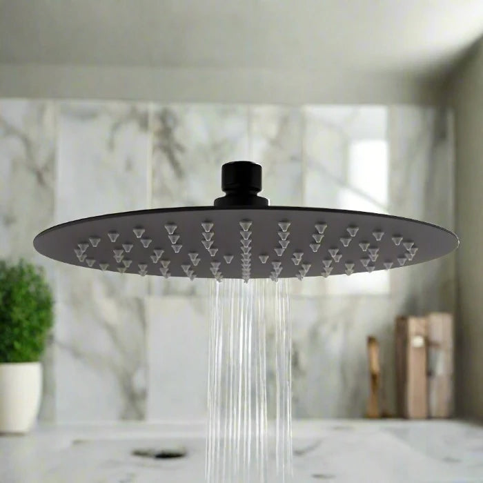 PAVIA 200MM GUN METAL SHOWER HEAD STAINLESS STEEL ROUND Tile Australia PAVIA 200MM GUN METAL SHOWER HEAD STAINLESS STEEL ROUND Tile Australia