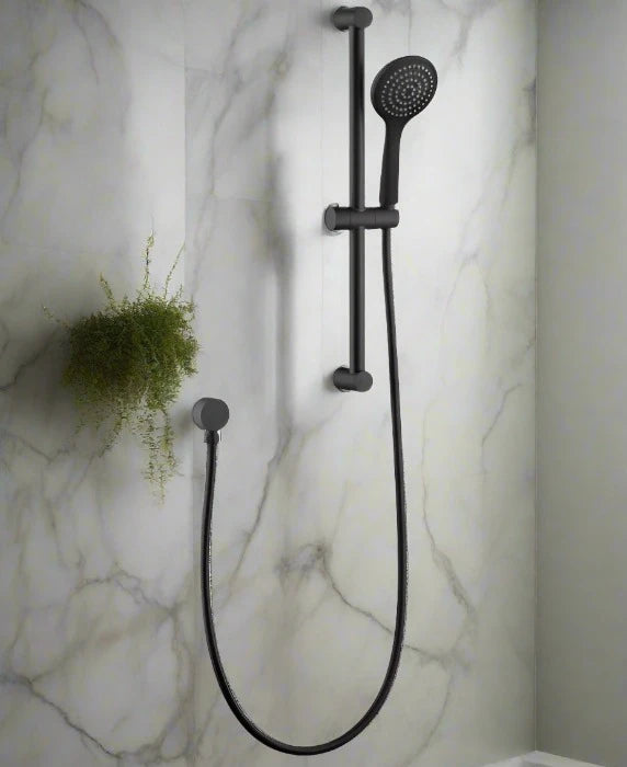 PAVIA BLACK SHOWER RAIL WITH ROUND HANDHELD SHOWER PIECE