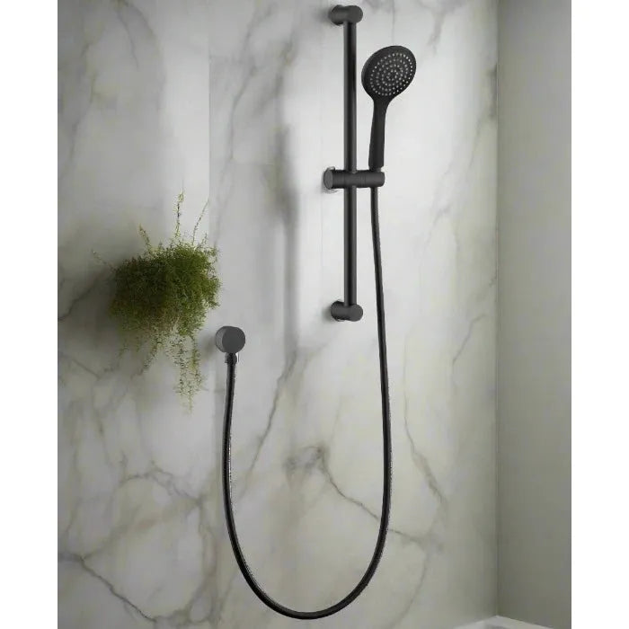 PAVIA BLACK SHOWER RAIL WITH ROUND HANDHELD SHOWER PIECE