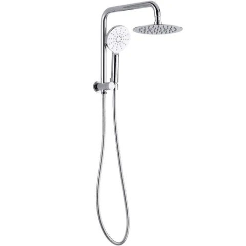 Pavia 200mm Chrome Twin Shower Half Rail Top Inlet Round