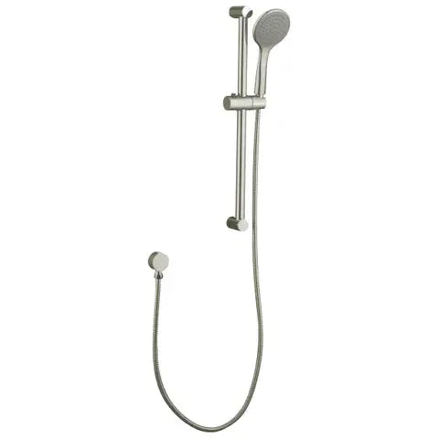 Pavia Brushed Nickel Shower Rail with Round Handheld Shower Piece