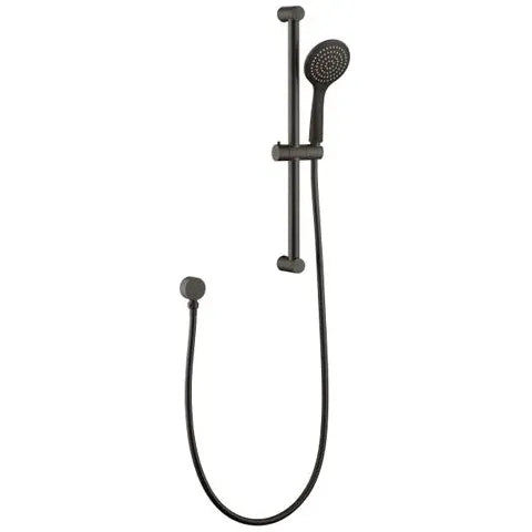 Pavia Gun Metal Shower Rail with Round Handheld Shower Piece