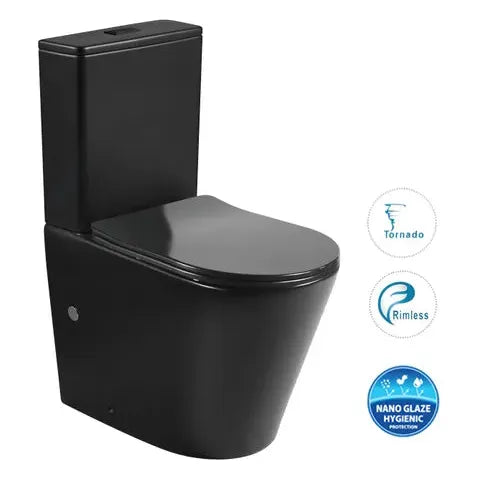 Radiant Toilet Suite Slim Seat Matt Black