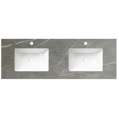 Rock Plate Stone 1800x465x15 Amani Grey Undermount Basin - 12 O'clock Taphole