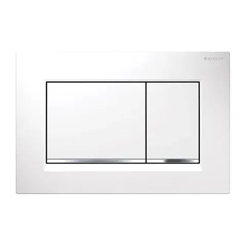 Sigma30 Dual Flush Button Square White With Chrome Trim