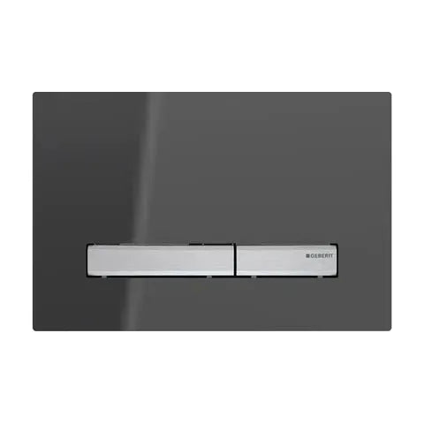 Sigma50 Dual Flush Button Smoke Reflective Glass with Brushed Chrome Button