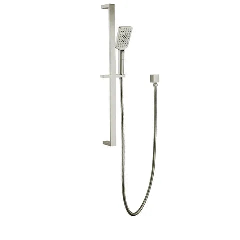 Taran Brushed Nickel Shower Rail with Square Handheld Shower Piece