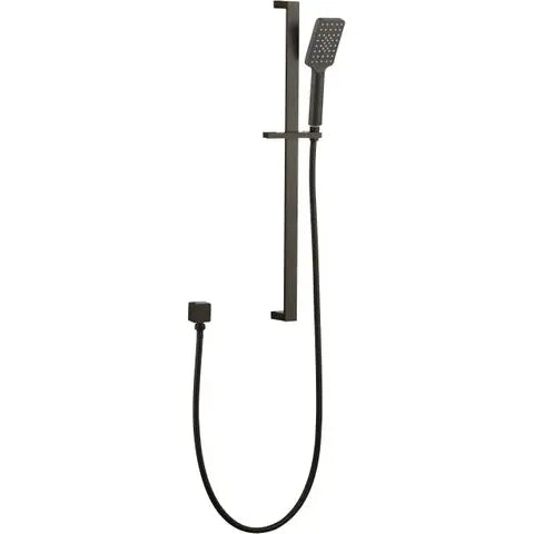 Taran Gun Metal Shower Rail with Square Handheld Shower Piece