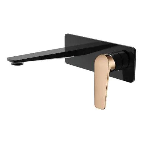 Zevio Wall Basin Mixer Matte Black & Rose Gold