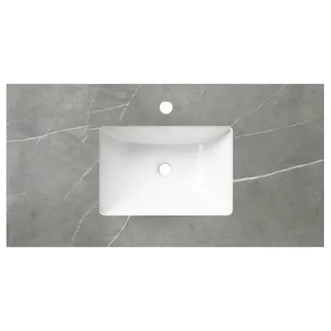 Rock Plate Stone 750x465x15 Amani Grey Undermount Basin - 12 O'clock Taphole