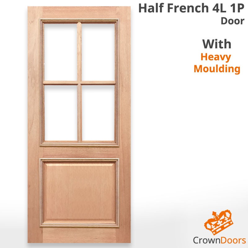 HALF FRENCH 4L1P SOLID TIMBER DOOR (HM)