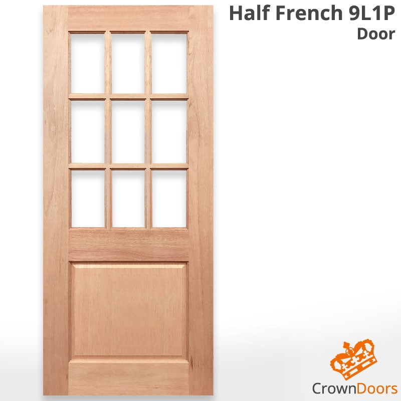 HALF FRENCH 9L1P SOLID TIMBER DOOR